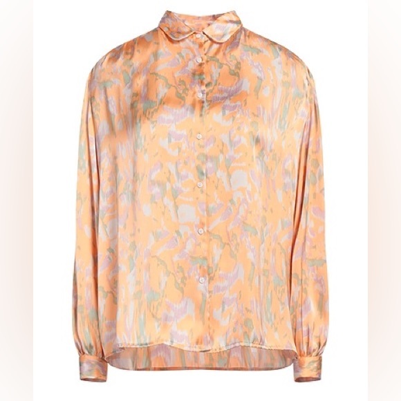 Maje Cifalisa Peter Pan Collar long sleeve button down blouse Shirt - Picture 2 of 12